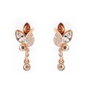 Pozlacené náušnice ve tvaru lístků s krystaly SWAROVSKI