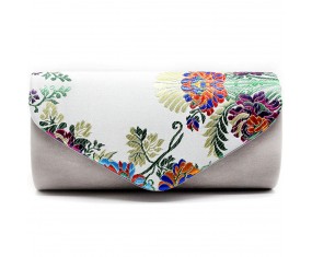 Společenská večerní kabelka - bílá "Floral Clutch"