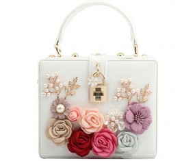 Luxusní společenská kabelka - bílá "Bloom"